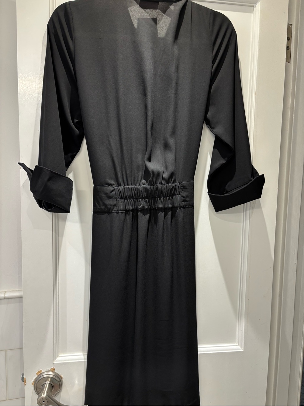 Gretchen Scott Designs Black Long-Sleeve Elastic-Waist Midi Dress